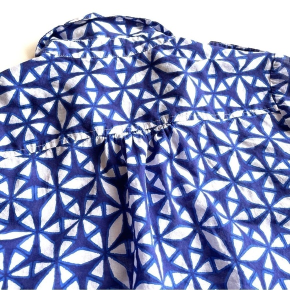 Chicos Blue White Shibori Print Button Up Size 1 Small - Picture 14 of 15